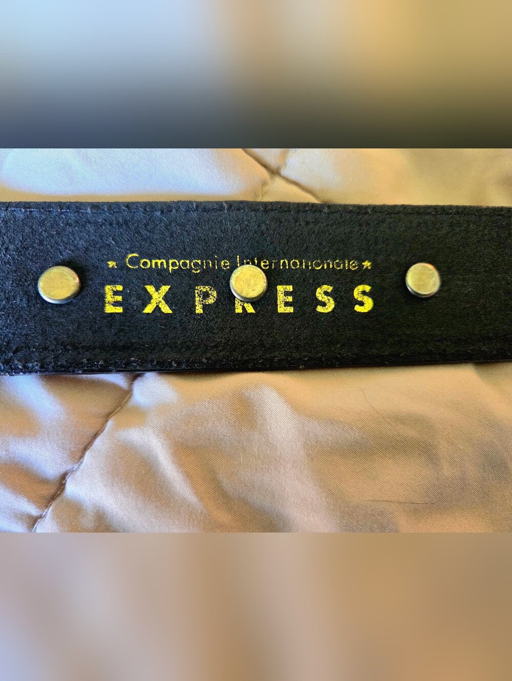 Vtg Y2K Express Compagnie Internationale Genuine Leather Greek Key Belt Black - Picture 14 of 16
